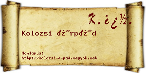 Kolozsi Árpád névjegykártya