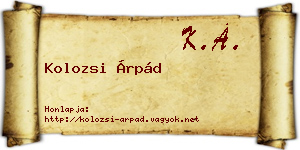 Kolozsi Árpád névjegykártya