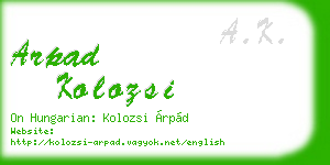 arpad kolozsi business card