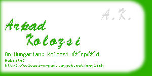 arpad kolozsi business card